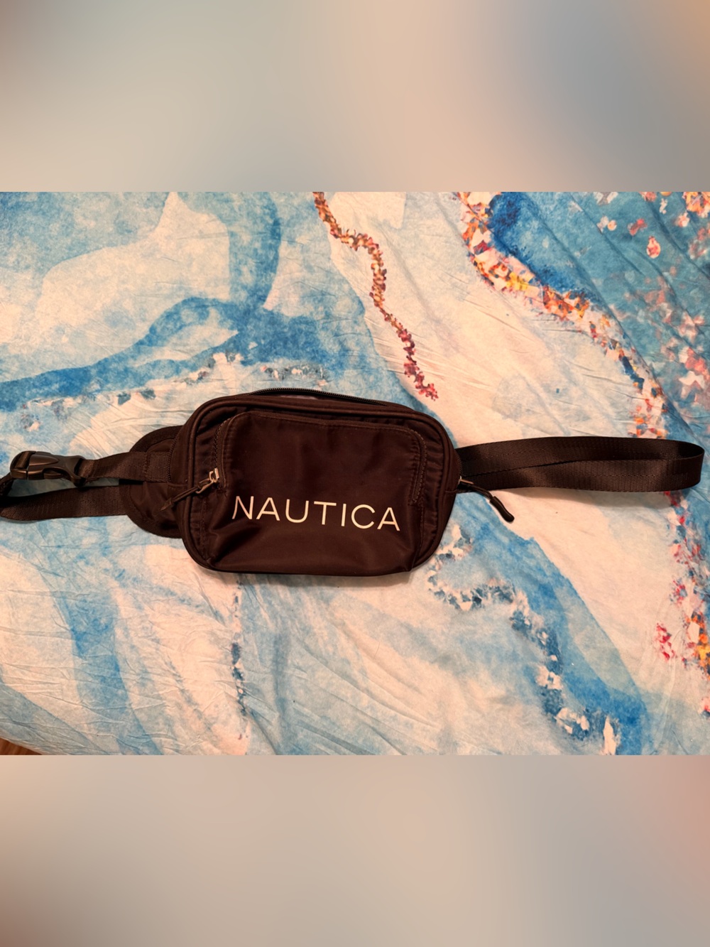 Nautica Black Men's Waist/Crossbody/Fanny Bag with White Logo